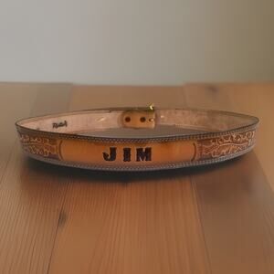 Hand Tooled Custom Made Western Leather Belt "JIM" by Riata Company Size 38